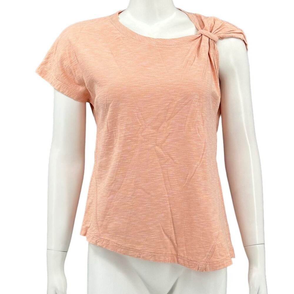 Deletta Anthropologie Top Womens XS Orange Peach Margot Gathered‎ Bow Summer